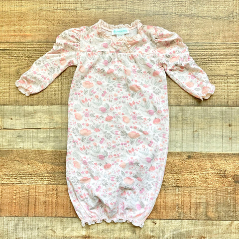 Feather Baby Pink Floral Gown- Size 3-6M