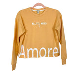 Forever 21 Orange All You Need is Amore Cropped Sweatshirt- Size S