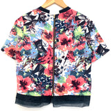 Cooper & Ella Colorful Floral Shirt with Mock Collar and Back Exposed Zipper- Size XS