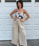 Free People Khaki Akoya Polish Front Pocket Wide Leg Pants NWT- Size XS (Inseam 26.5”)