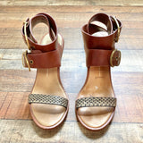 Dolce Vita Leather Double Strap Buckle Wedge Sandals- Size ~9 (see notes)