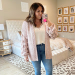 Amaryllis Blush Pink Chunky Knit Bubble Cardigan NWT- Size XL/1X