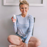 Aerie Grey And Blue Stripped Long Sleeve Top- Size S