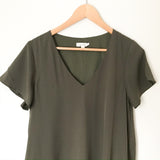 La Miel Olive Green V Neck Dress- Size S