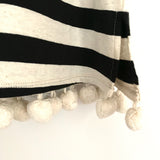 LOFT Black and White Striped Tank With PomPom Tassels NWT- Size XS