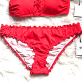 Shade & Shop Coral Ruffle Cheeky Bottoms NWT- Size M (BOTTOMS ONLY)