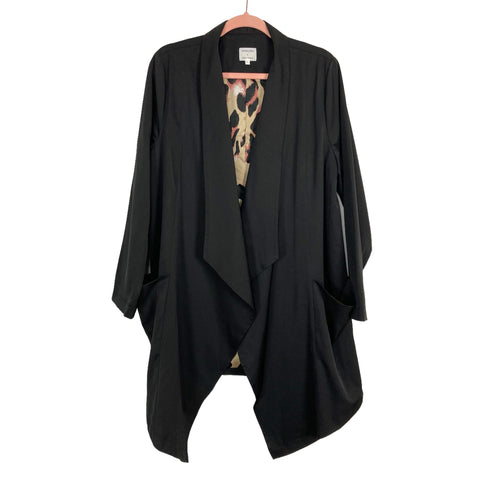 Amaryllis x Ashlee Nichols Black Waterfall Blazer with Animal Print Lining- Size XL