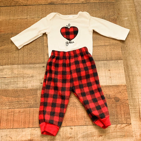 Cutie Pie Gingham I Love You Pant Set- Size 3-6M