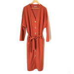 ASOS Rust Faux Button Up Belted Sweater Dress with Side Slits- Size 14 (see notes)