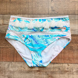 No Brand White/Blue Palm Print Tassel Bikini Bottoms- Size M (we have matching top)