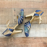 Tory Burch Navy Blue/Gold Heels- Size 9.5 (See Notes)