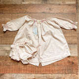 Oso & Me Tan Flannel Smocked Dress with Matching Bloomers NWT- Size 24M