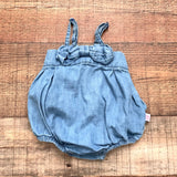 Ruffle Butts Baby Girl Chambray Bow Front Romper- Size 0-3M