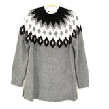 LOFT Grey Wool Blend Sweater with Diamond Pattern- Size L