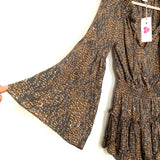 Buddy Love Animal Print Smocked Waist Bell Sleeve Dress NWT- Size S
