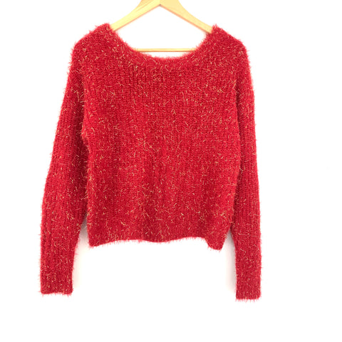 Ivory Rose Red Sparkle Sweater- Size S