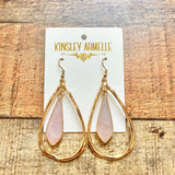 Kinsley Armelle Gold Pink Quarts Drop Earrings