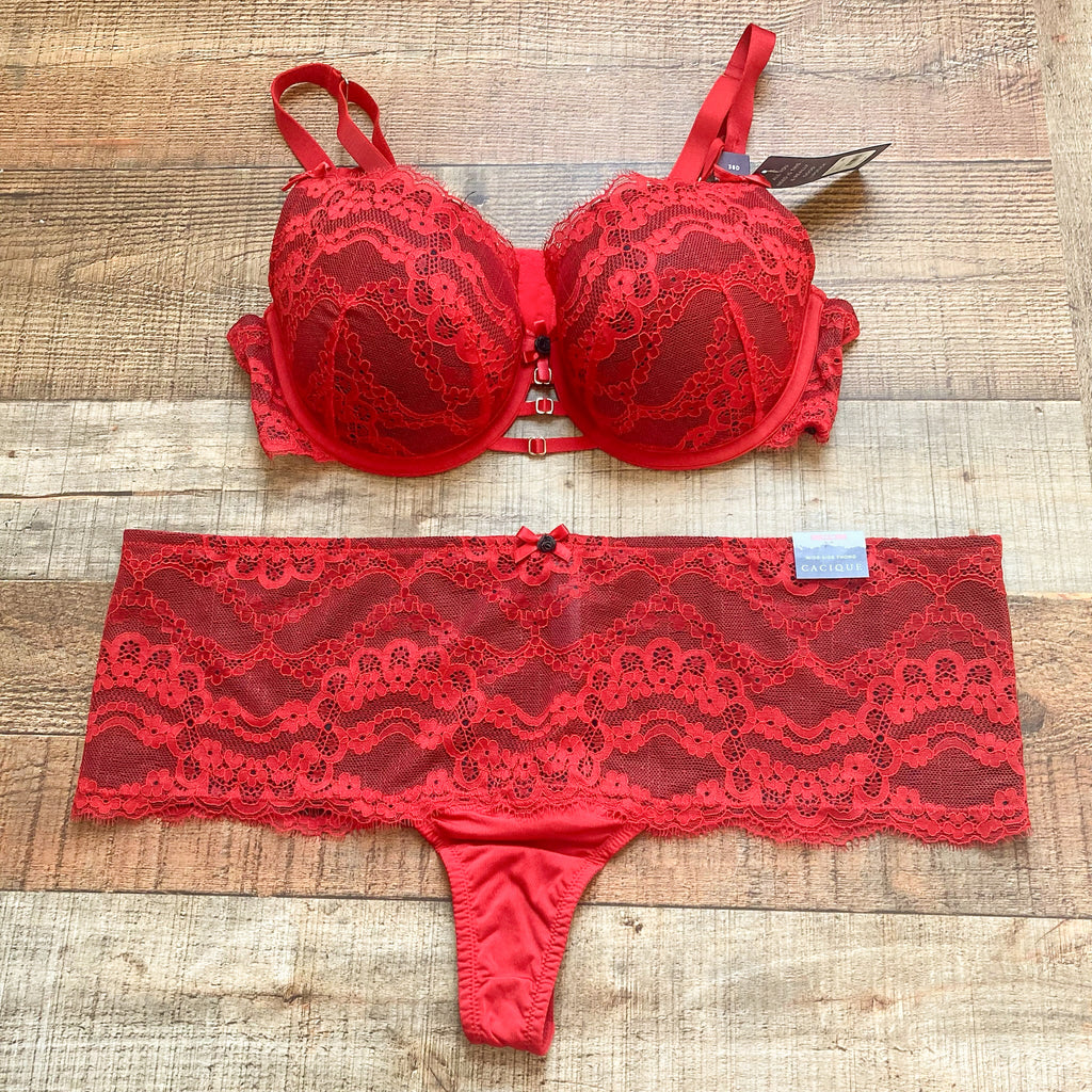 Cacique 38D Red with black lace bra size 38 D - $24 - From Elizabeth