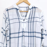 Liverpool Blue and White Check Linen like Blouse NWT- Size S