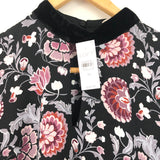 LOFT Tiered Ruffle Blouse with Purple Floral Pattern NWT- Size XS