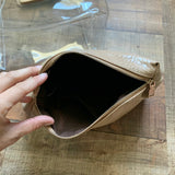 No Brand Clear Handbag with Leather Handles and Small Removable Zipper Bag