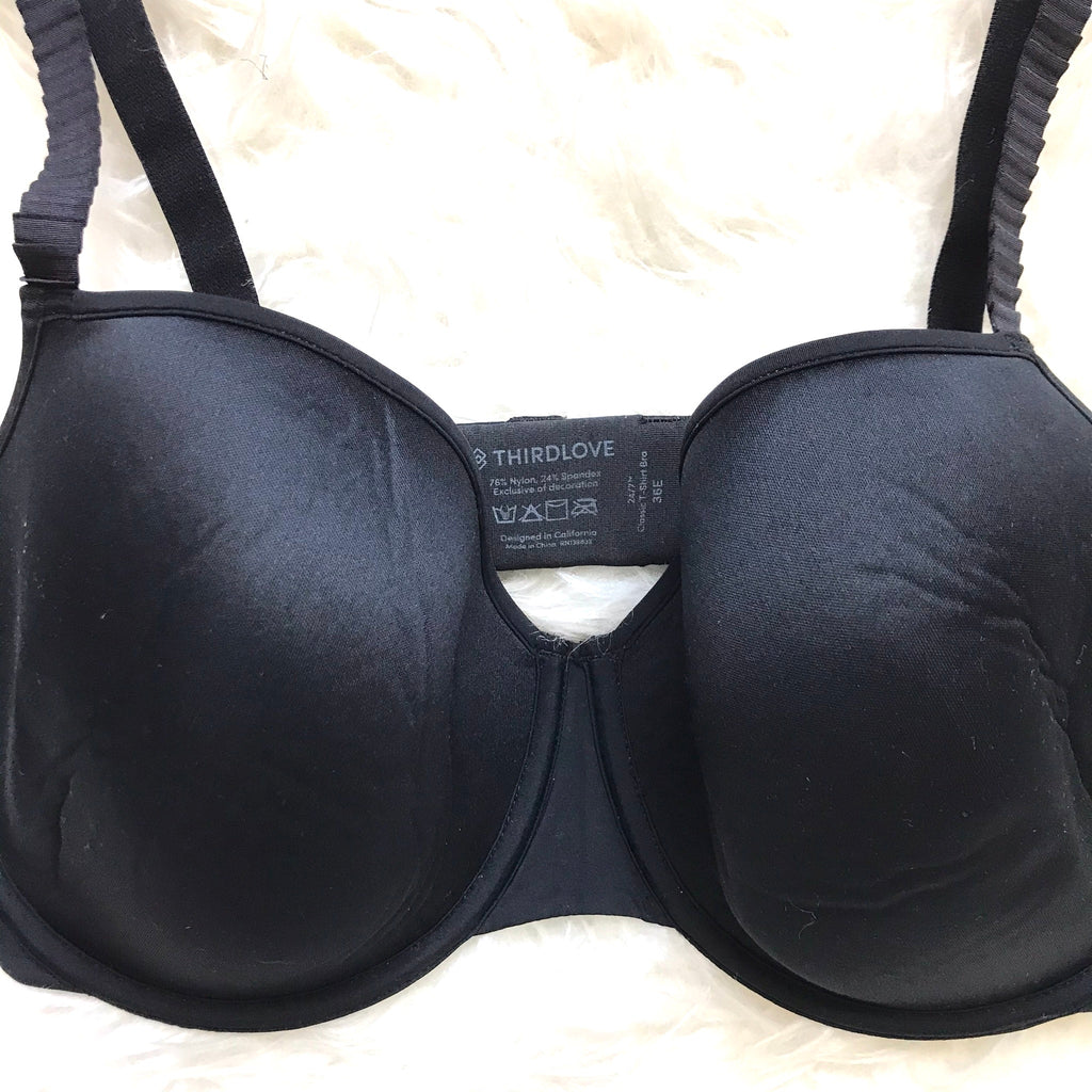 THIRDLOVE Classic T-Shirt Black Bra- Size 36E – The Saved Collection