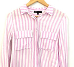 Gibson Vertical Lavender and White Striped Button Up Blouse- Size XS