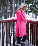 Silence + Noise Hot Pink Chunky Sweater Cardigan- One Size