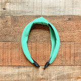 No Brand Green Ribbed Top Knot Headband