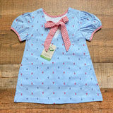 The Oaks Apparel Light Blue with Navy/Red Anchor Pattern Dress with Matching Bloomers NWT- Size 3 (we have matching boys outfit)