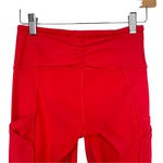 Lululemon Red with Side Pockets and Mesh Calves Cropped Leggings- Size 4 (Inseam 17")
