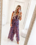 Layered with Love Multicolor Ruffle Cinched Front Slit Dress- Size S