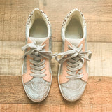 Dolce Vita Silver Sparkle Real Fur Sneakers- Size 7.5