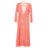 No Brand Peach Lace Like Swim Coverup- One Size