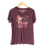Fifth Sun “Hit The Road” Slit V Neck Graphic Tee- Size M