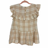 Universal Threads Cream/Tan Plaid Top- Size XS