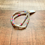 Make a Wish White and Multi-Colored Beads Set of 2 Bracelets NWT