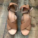 Dolce Vita Tan Suede Bottom Studded Ankle Buckle Wedge- Size 7.5