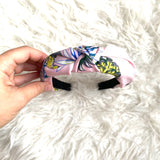 No Brand Pink Leaf Print Top Knot Headband
