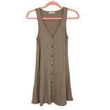 Z Supply Heathered Tan Ribbed Button Down Tank Dress- Size S