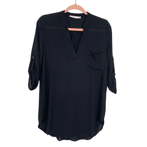 Lush Black Roll Tab Tunic Top- Size XS