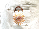 Lovet Embroidered Sunshine Tote with Leather Straps