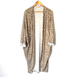 Pink Lily Beige Animal Print 3/4 Sleeve Open Cardigan- Size M