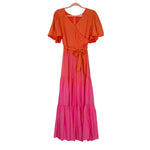 Ivy City Orange and Pink Belted Maxi Dress NWT- Size L (see notes)