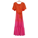 Ivy City Orange and Pink Belted Maxi Dress NWT- Size L (see notes)