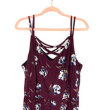 Maurices Wine Floral Dress- Size 1 (Fits like 1X)