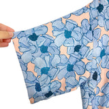 Brooke Wright Pink and Blue Floral V-Neck Cotton and Linen Blend Top- Size ~M/L (see notes)