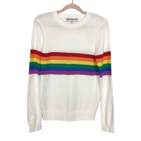 Ellsworth + Ivey Ivory/Rainbow Stripe Sweater- Size XS