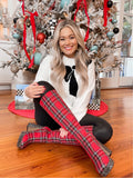Betsey Johnson Red Plaid with Rhinestone Detail Valeria Tall Platform Boots- Size 7 (Brand New Condition, sold out online)