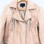 Members Only Light Pink Suede Jacket with Padded Lining- Size XS